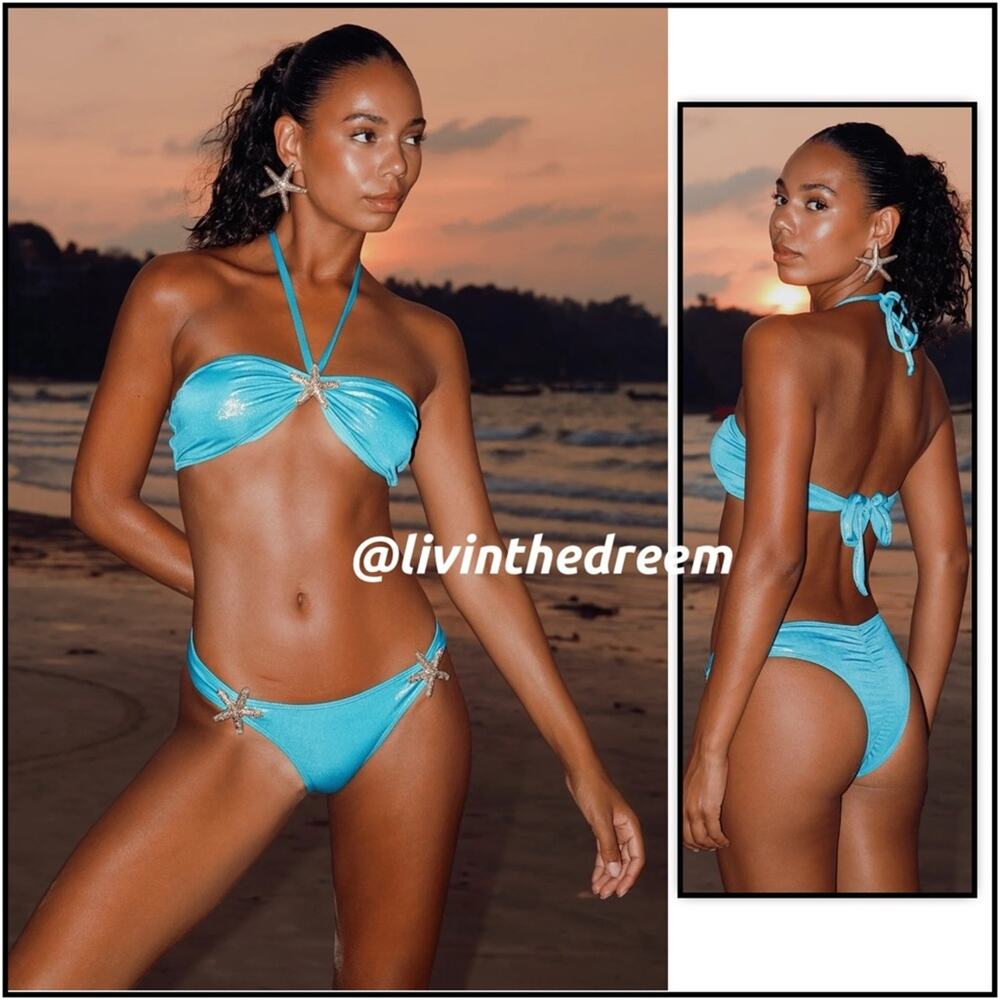 MODA MINX SUNSET SHORELINE PLAYA BANDEAU HALTER STARFISH BIKINI